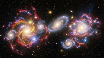 Fototapeta premium Cosmic Dance: Interacting Galaxies in Deep Space