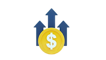Obraz premium Money Growth Concept with Upward Arrows and Dollar Coin