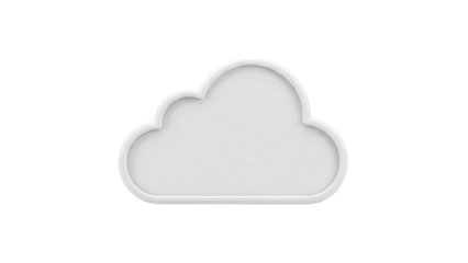 3D Render of a White Cloud Shape with a Thick Outline