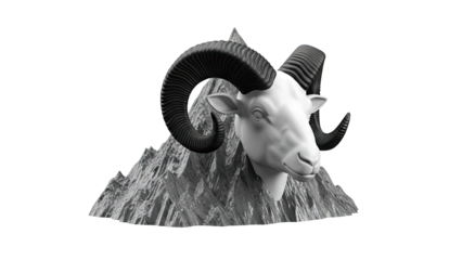 Ram head on a mountain