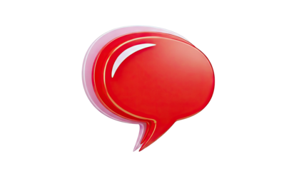 Red and pink layered speech bubbles on a white background