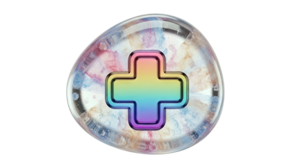 Rainbow Plus Sign Inside Water Droplet