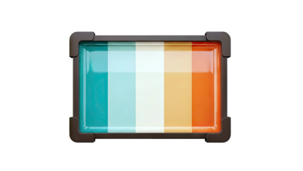 Rectangular Tray with Vertical Stripes in Teal, Cream, and Orange