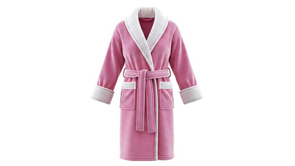 Plush Pink Robe with White Trim and Belt