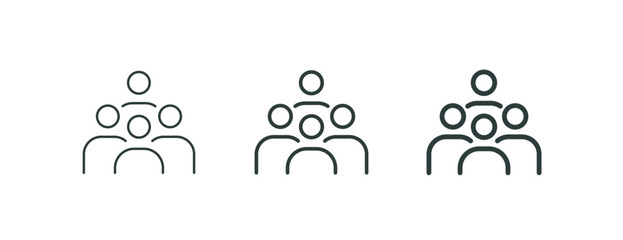 Employee team, professional collective outline icons. Line signs group of four people. Vector isolated pictograms for web and app on white background editable stroke. © FishCoolish