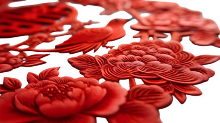 A Chinese Paper Cut Decoration Illustrates Symbolic Cultural Heritage Ornament Isolated on White PNG