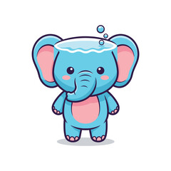 Fototapeta premium Cartoon Blue Elephant with Ice on Head