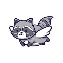 Fototapeta premium Adorable Cartoon Raccoon with Wings Illustration