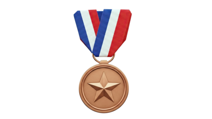 Bronze Medal with Star and Red, White, Blue Ribbon