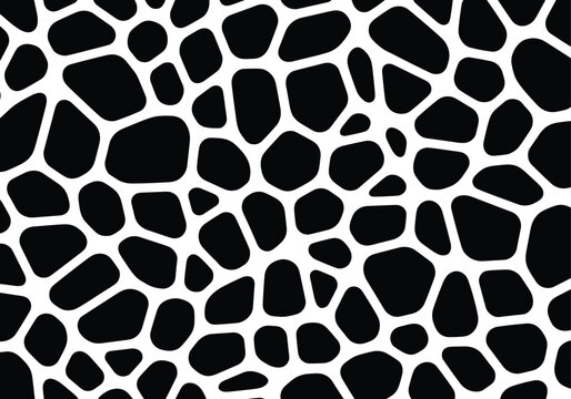 Abstract giraffe skin pattern square vector background black and white animal print texture for fashion design