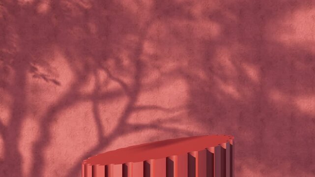 Warm minimal podium with soft shadows on a textured wall, perfect for cosmetic, skincare, fashion, and lifestyle product presentation with an elegant aesthetic, 3d rendering