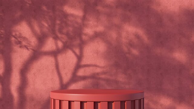 Warm minimal podium with soft shadows on a textured wall, perfect for cosmetic, skincare, fashion, and lifestyle product presentation with an elegant aesthetic, 3d rendering