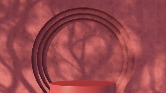 Warm minimal podium with soft shadows on a textured wall, perfect for cosmetic, skincare, fashion, and lifestyle product presentation with an elegant aesthetic, 3d rendering