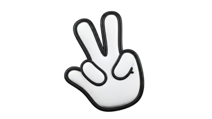 3D Peace Sign Hand Gesture Icon