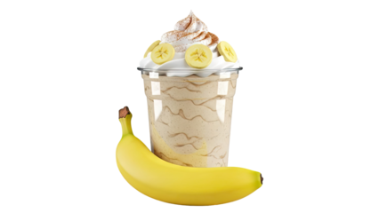 Banana Smoothie with Whipped Cream and Banana Slices
