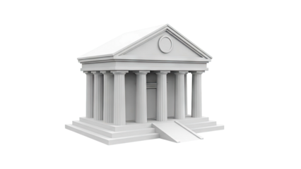 3D Model of a Classical Bank Building with Columns