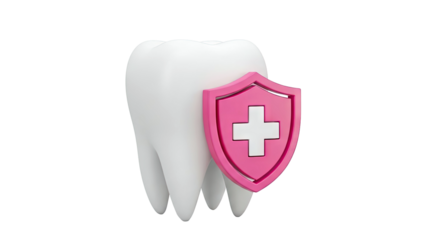 3D Tooth Protected by Pink Shield with Cross Symbol