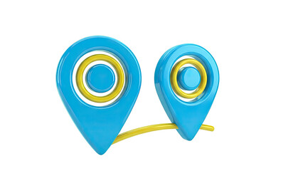 3D Map Pointers Connected by Route