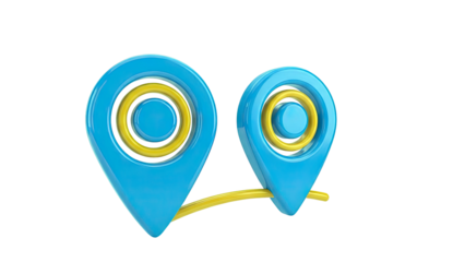 3D Map Pointers Connected by Route