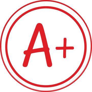 Red A plus grade stamp vector illustration academic achievement symbol for education and evaluation design