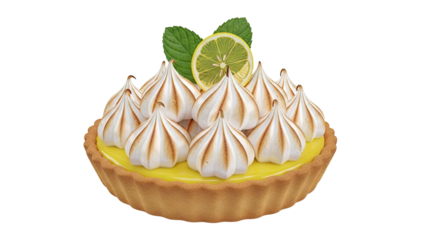 Lemon Meringue Tart with Toasted Meringue and Mint Garnish