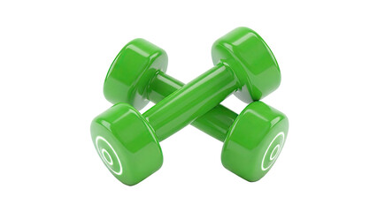 Pair of Green Dumbbells on White Background