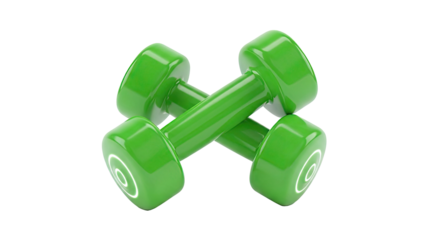 Pair of Green Dumbbells on White Background