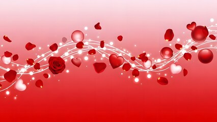 Obraz premium Happy valentines day wishes with red hearts and romantic lights