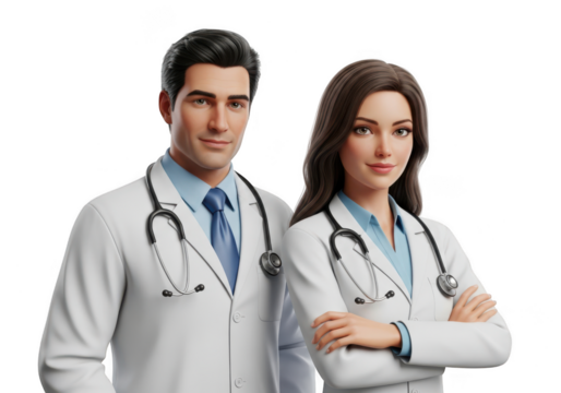 Confident medical professionals standing together isolated on transparent background - Powered by Adobe