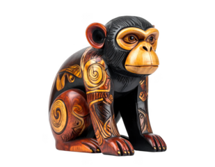 Modern abstract monkey zodiac totem sculpture, isolate on white background.