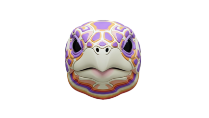 Stylized Cartoon Turtle Face with Colorful Shell