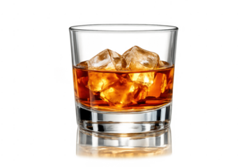 Whiskey on the rocks drink transparent background