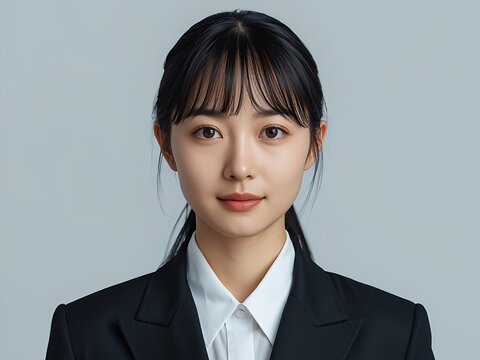 就職活動向け 日本人女性の証明写真風ポートレート