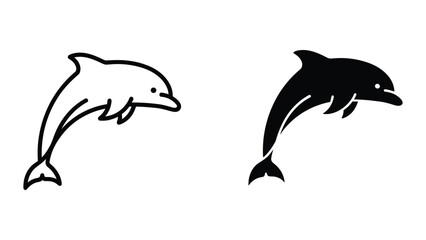Dolphin outline and silhouette illustration © Jahidul