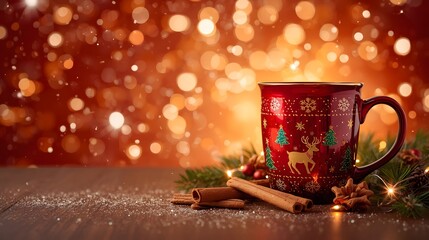 Festive Holiday Mug Bokeh Glow