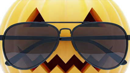 Jack-o'-lantern wearing aviator sunglasses