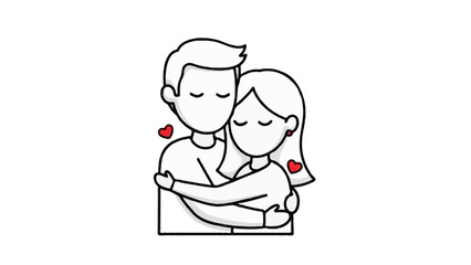 Fototapeta premium Cute flat vector illustration of a faceless couple hugging each other