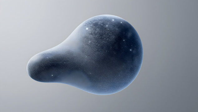 Celestial Abstract: An artistic and ethereal abstract design. A smooth, amorphous form gently floats, suggesting a cosmic entity or a microcosm of the universe.