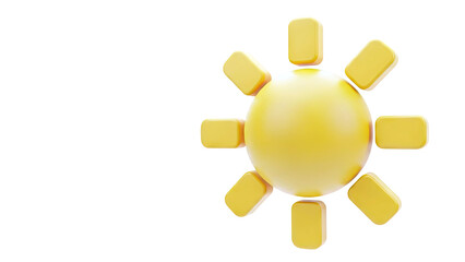 Obraz premium 3D Yellow Sun Icon on White Background