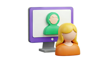 3D Illustration of Online Communication between two people