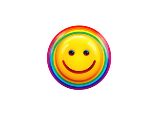 Cheerful smiley face with vibrant rainbow border icon happy