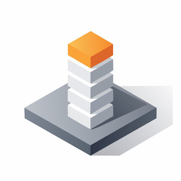 Modern stacked blocks in orange and gray on a sleek platform