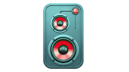 Two-way speaker with red cones and red control knob