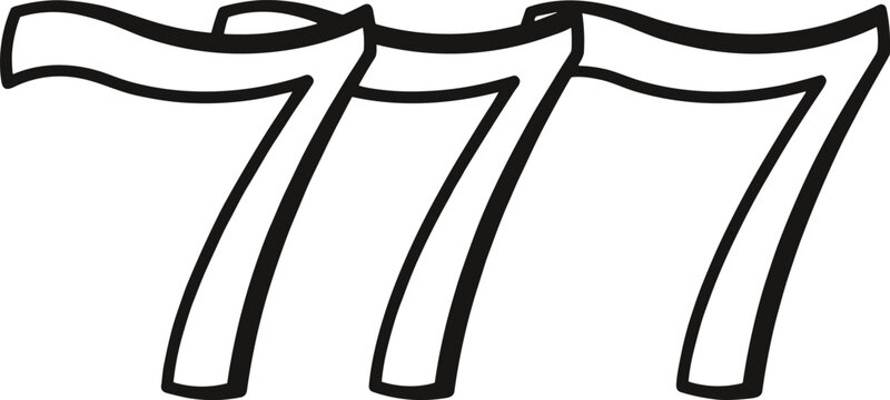 Lucky 777 casino symbol vector illustration hand drawn slot machine jackpot number for gambling and game design