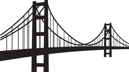 Fototapeta premium Iconic suspension bridge silhouette in black and white