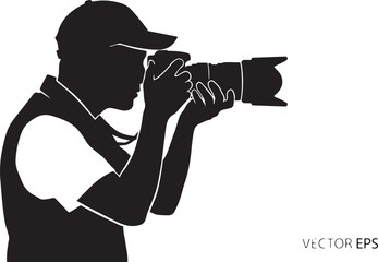 Photographer in action taking professional photos with camera