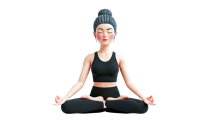 3D Woman in Lotus Pose Meditating