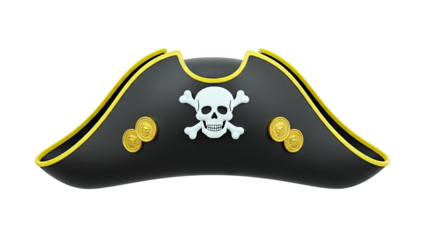 Pirate Hat with Skull and Crossbones and Gold Coins