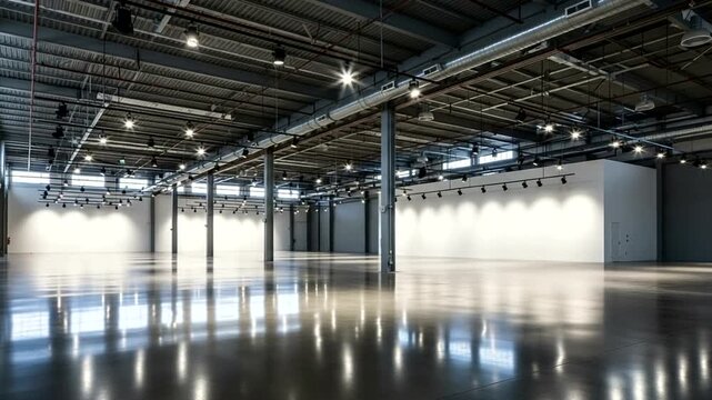 Spacious modern interior of an empty exhibition hall