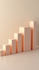 A series of identical geometric blocks gradually increasing in height and brightness, arranged in perspective, minimal modern design, clean background, symbolizing long-term financial growth 